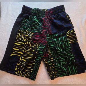 Kids Black Multicolor Graphic Pull-On Shorts